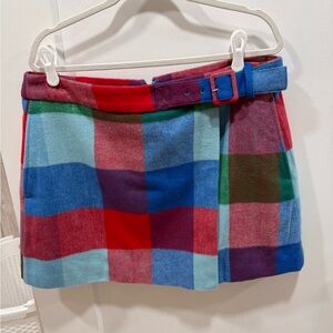 Colorful Plaid Mini Skirt with Belt